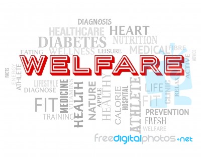 Welfare Words Means Well Being And Health Stock Image