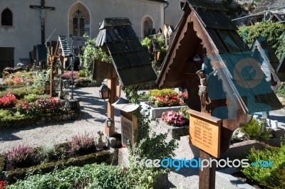 Well Kept Graveyard At The Maria Hilf Pilgrimage Church In Halls… Stock Photo