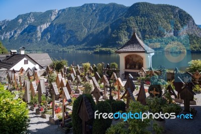 Well Kept Graveyard At The Maria Hilf Pilgrimage Church In Halls… Stock Photo