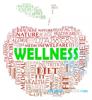 Wellness Apple Shows Health Check And Wellbeing Stock Image