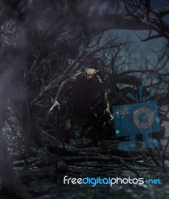 Werewolf In Creepy Forest,3d Rendering For Book Cover Stock Image Werewolf In Creepy Forest,3d Rendering For Book Cover Stock Image