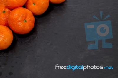 Wet Clementines Fruits Stock Photo