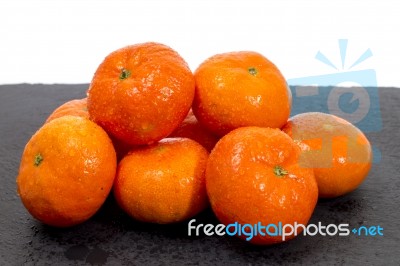 Wet Clementines Fruits Stock Photo