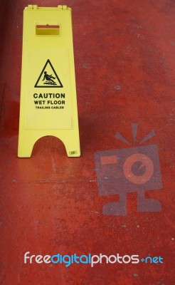 Wet Floor Sign Stock Photo