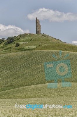 What Remains Of The Castle Of Montecorvino Stock Photo