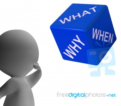 What Why When Dice Representing Questions And Choices Stock Image
