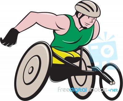 Wheelchair Racer Racing Isolated Stock Image