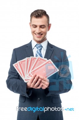 Which One Is Best In These Cards! Stock Photo