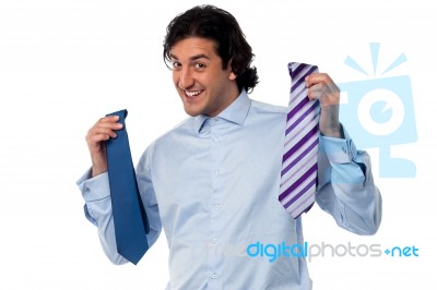 Which Tie Looks Better On Me? Stock Photo