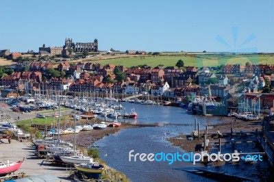 Whitby, North Yorkshire/uk - August 22 : View Along The Esk Towa… Stock Photo