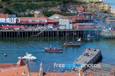 Whitby, North Yorkshire/uk - August 22 : View Of Whitby Harbour Stock Photo
