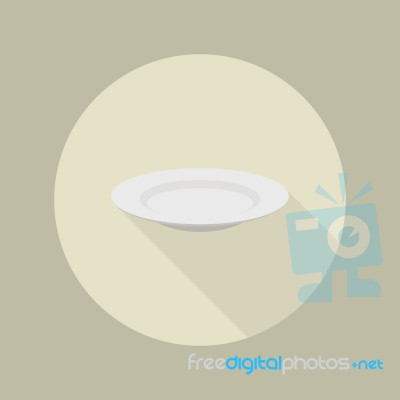White Blank Plate Flat Icon Stock Image