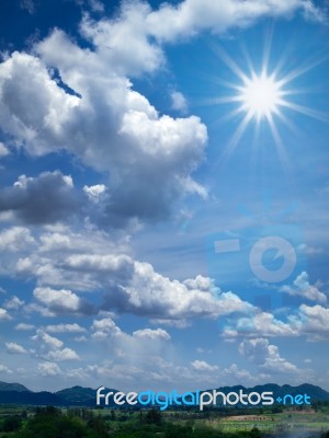White Cloud And Blue Sky Stock Photo
