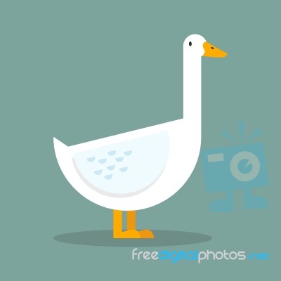 White Goose Flat Style Stock Image