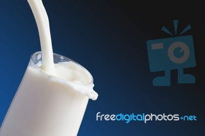 White Milk In Glass Stock Photo