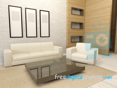 White Modern Living Room Interior Stock Image