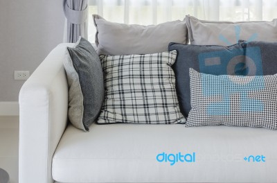 White Modern Sofa In Modern Living Room Stock Photo