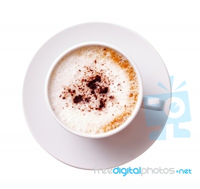 White Mug Of Coffee Isolated Stock Photo