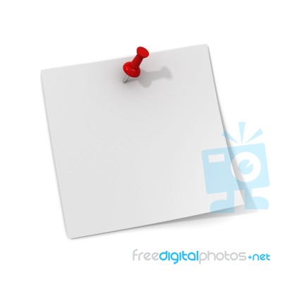 White Note Paper With Pin Stock Photo