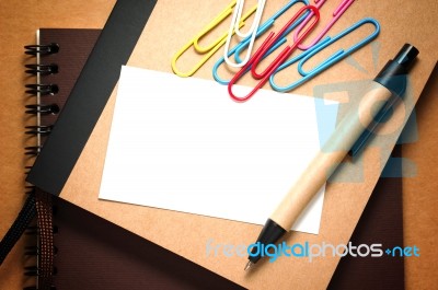 White Paper Card With Pen Stock Photo White Paper Card With Pen Stock Photo