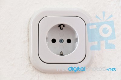 White Power Outlet With Path Stock Photo