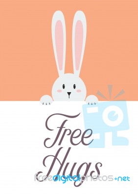 White Rabbit With Free Hugs Sign Stock Image White Rabbit With Free Hugs Sign Stock Image