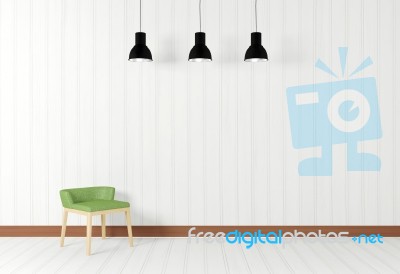 White Room Interior In Minimal Style With Chair Stock Image