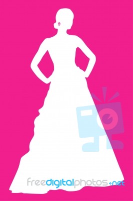 White silhouette of bride standing Stock Image