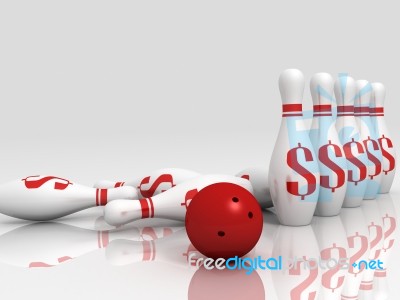  White Skittles And Red Ball  Stock Image