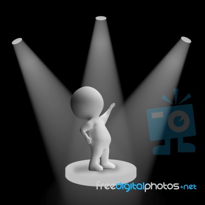 White Spotlights On Character Showing Fame And Performance Stock Image