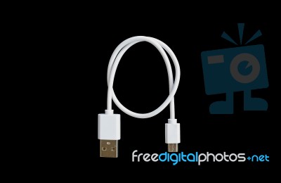 White Usb Cable With Standard A And Micro B Type Stock Photo