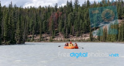 Whitewater Rafting On The Athabasca River Stock Photo