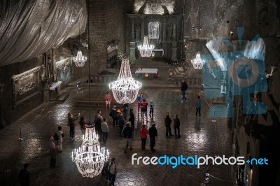 Wieliczka Salt Mine Near Krakow Stock Photo