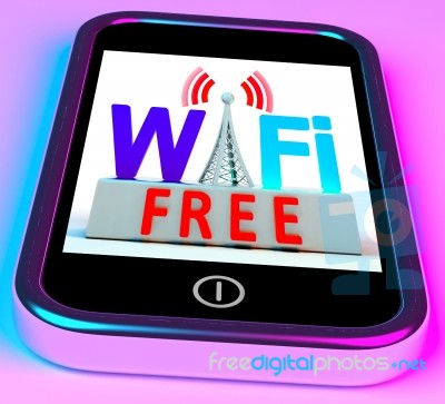 Wifi Free On Smartphone Showing Wireless Free Internet Stock Image