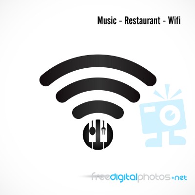 Wifi Sign,music And Restaurant Icon  Design Stock Image