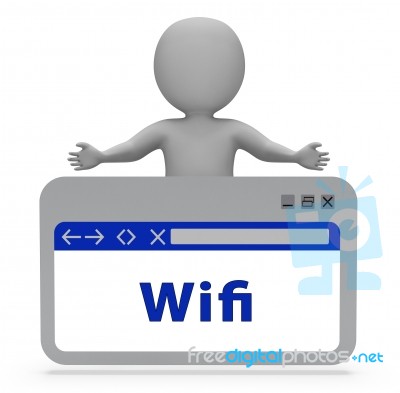 Wifi Webpage Shows Wireless Internet 3d Rendering Stock Image