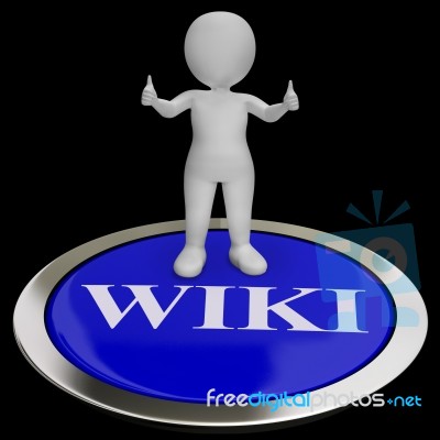 Wiki Button Shows Online Information Or Encyclopedia Stock Image