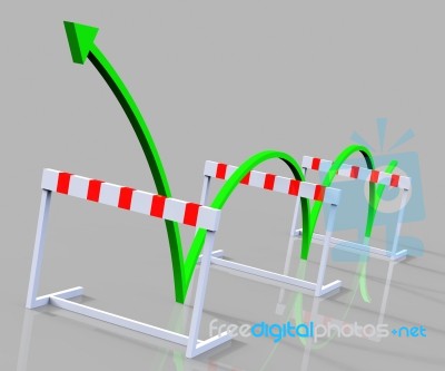Win Hurdle Represents Overcome Problems And Challenge Stock Image