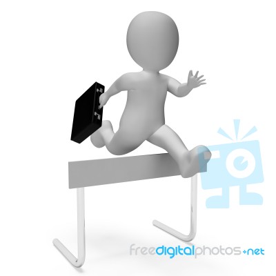 Win Overcome Shows Chalenges Ahead And Barrier 3d Rendering Stock Image