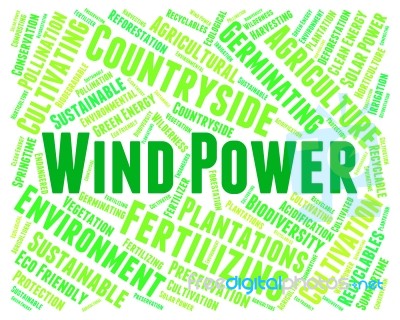 Wind Power Shows Renewable Resource And Electric Stock Image