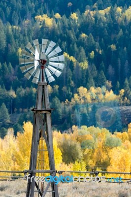 Windmill In Wyoming Stock Photo