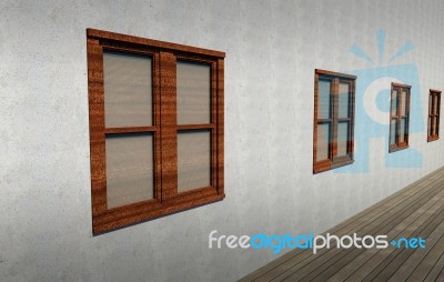 Windows In Grunge Interior Stock Image