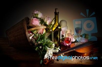 Wine And Music Stock Photo