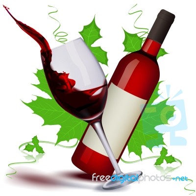 Wine Glass With Bottle Stock Image