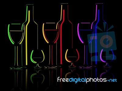 Wine Glasses With Bottle Stock Image