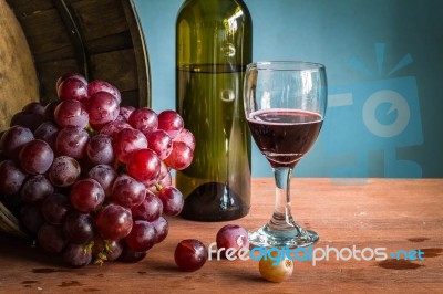 Wine Grapes On A Wooden Stock Photo Wine Grapes On A Wooden Stock Photo