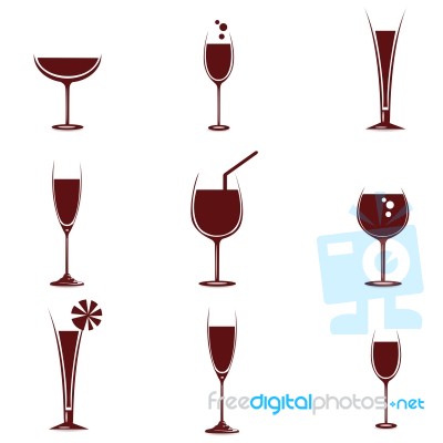 Wine In Glasses Icon Stock Image
