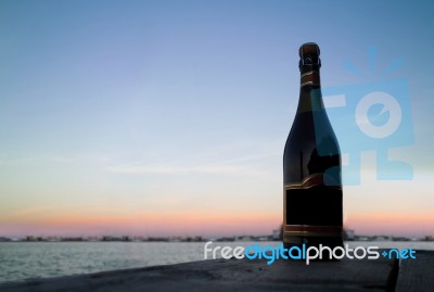 Wine Sunset Stock Photo