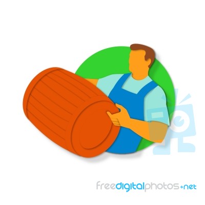 Winemaker Holding Barrel Paper Cut Stock Image Winemaker Holding Barrel Paper Cut Stock Image