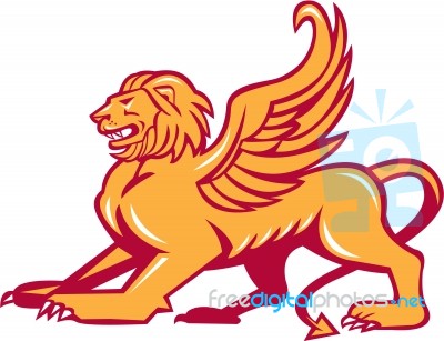 Winged Lion Side Retro Stock Image